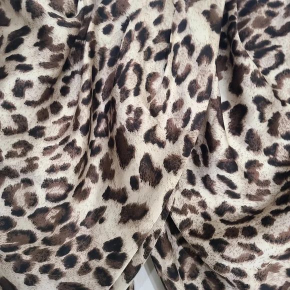 Brown/Black Leopard Print Front Tie Shirt Size S - Picture 8 of 10